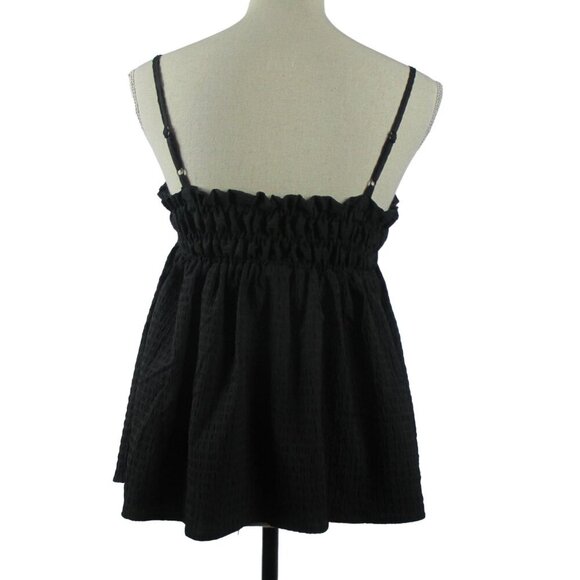 ASOC DESIGN Cami Puff Texture Black Adjustable Shoulder Straps Size 4 NEW - Picture 4 of 8